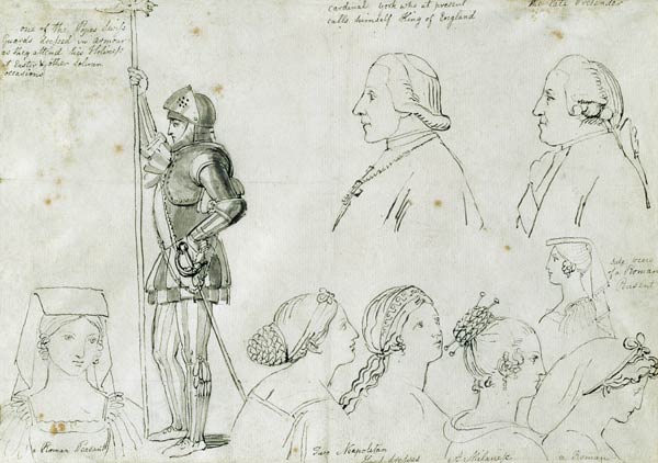 Character Sketches in Rome with Portraits of Prince Charles Edward Stuart (1720-88) and his brother à John Flaxman