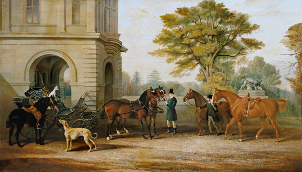 cheval de Dame Williams-Wynn et une calèche devant le château Wynnstay. à John Frederick Herring l'Ancien