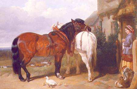 Carthorses by a Cottage Door à John Frederick Herring l'Ancien