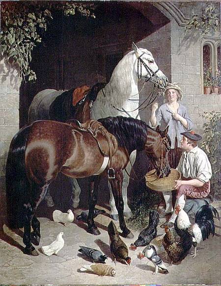 Feeding the Horses à John Frederick Herring l'Ancien