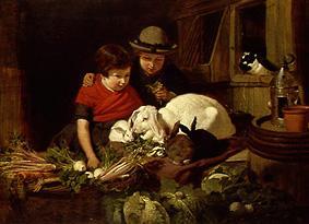 Enfants avec des lapins à John Frederick Herring l'Ancien