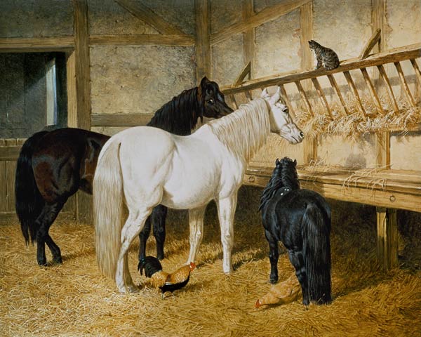 Ponies at the Manger à John Frederick Herring l'Ancien