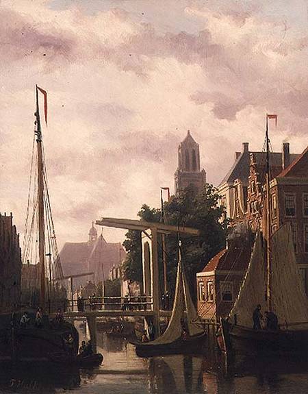 A Canal in Amsterdam à John Frederick Hulk