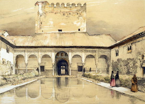 Court of the Myrtles (Patio de los Arrayanes) and the Tower of Comares, from 'Sketches and Drawings à John Frederick Lewis