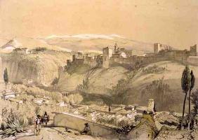 The Alhambra from the Albay, from 'Sketches and Drawings of the Alhambra', engraved by James Duffiel