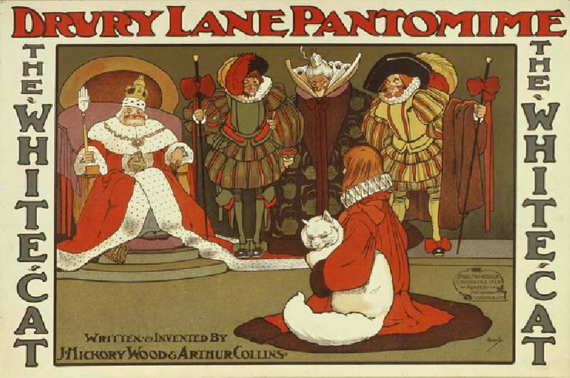 The White Cat by J. Hickory Wood and Arthur Collins, Drury Lane pantomime poster (colour litho) à John Hassall