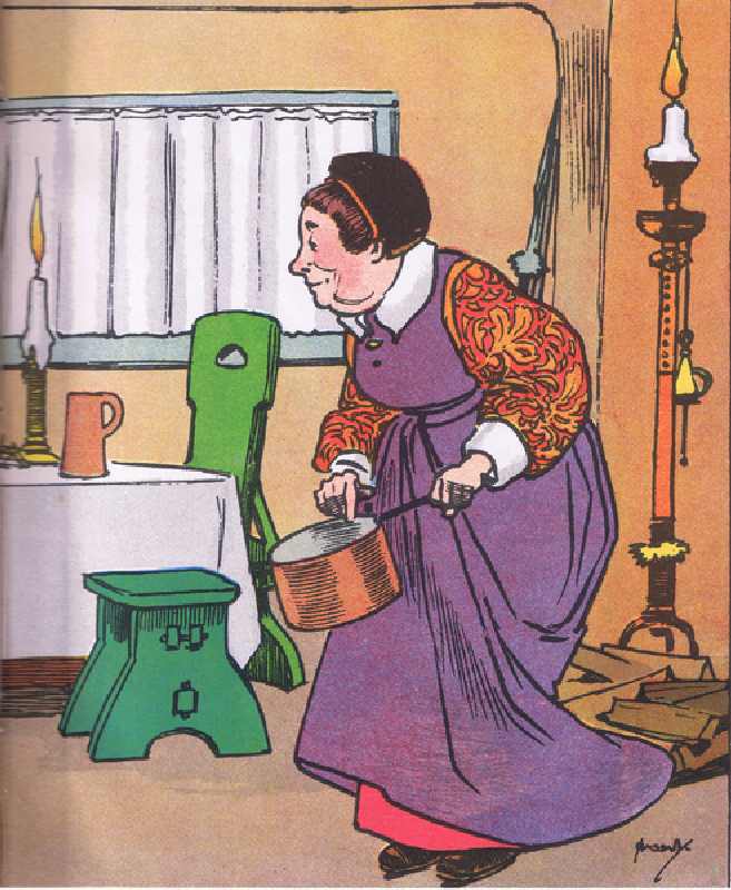 Greedy Nan (Come Lets to Bed), from Blackies Popular Nursery Rhymes published by Blackie and Sons Li à John Hassall