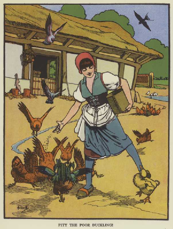 Pity the poor duckling! (colour litho) à John Hassall