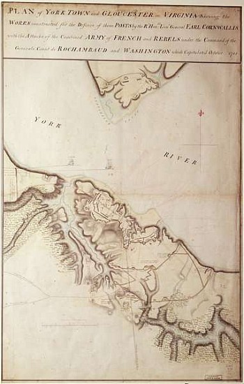 British map of the Siege of Yorktown à John Hills