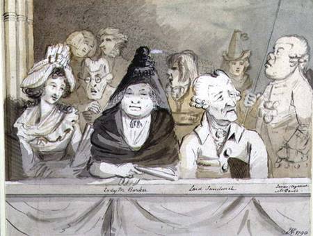 Caricature of the audience at the Commemoration of Handel in Westminster Abbey in 1784 à John Nixon
