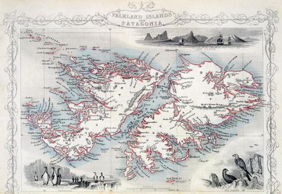 Falkland Islands and Patagonia, from a Series of World Maps published by John Tallis & Co., New York à John Rapkin