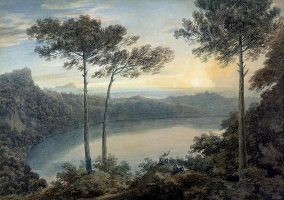 Lake Albano and Castel Gandolfo (w/c on paper) à John Robert Cozens