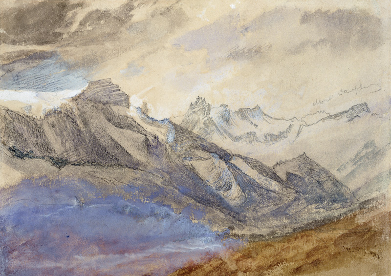 Mont Dauphiny, near Chartreuse  & pencil on à John Ruskin