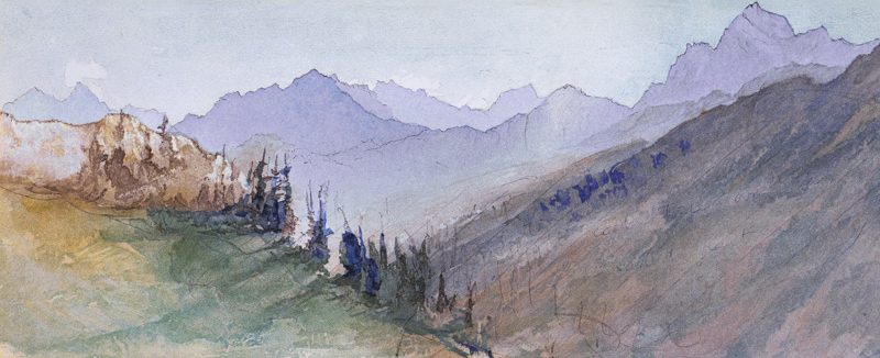 Mountains of Savoy seen from the Brezon (chromolitho & w/c) à John Ruskin