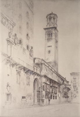 Piazza dei Signori, Verona (pencil & w/c on paper) à John Ruskin