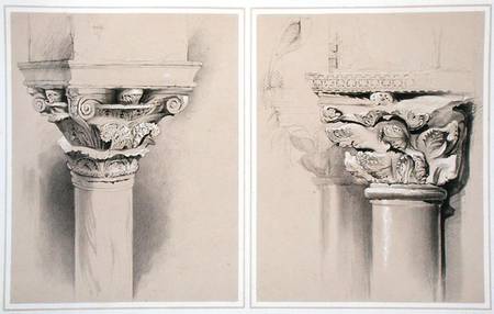 Torcello, Capital of Nave Pillar and St. Mark's, Capital from Central Porch, from 'Examples of the A à John Ruskin