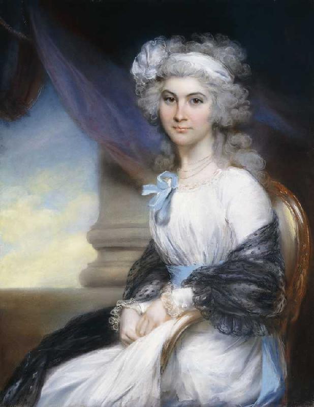 Miss Sophia Vansittart in einem weißen Kleid und einem weißen Haarband. à John Russell