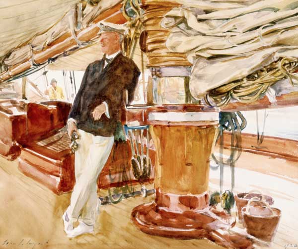 Captain Herbert M. Sears on deck of the Schooner Yacht Constellation à John Singer Sargent