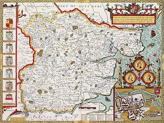 Essex; engraved by Jodocus Hondius (1563-1612) from John Speed''s Theatre of the Empire of Great Bri à John Speed