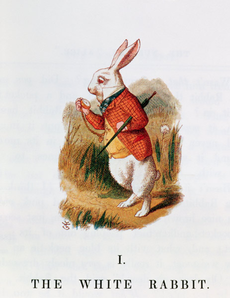 The White Rabbit, illustration from 'Alice in Wonderland' by Lewis Carroll (1832-98) adapted by Emil à John Tenniel