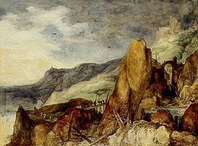 Paysage de montagne avec des sapins cassés dans un orage à Joos de Momper le Jeune