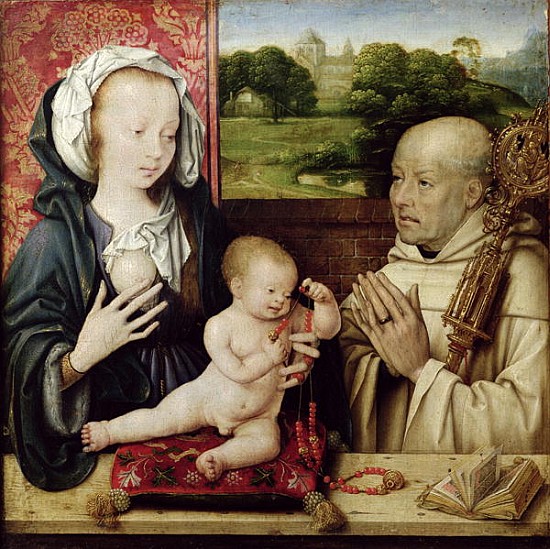The Virgin and Child worshipped by St.Bernard à Joos van Cleve
