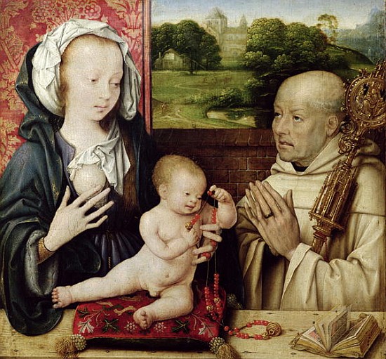 The Virgin and child worshipped by St.Bernard(detail of 15955) à Joos van Cleve
