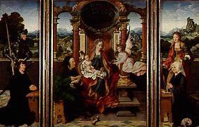 Fin de trône Marie m. Enfant et Joseph, Côtés Saint Georges et Catherine m. donateurs (aile de l'aut