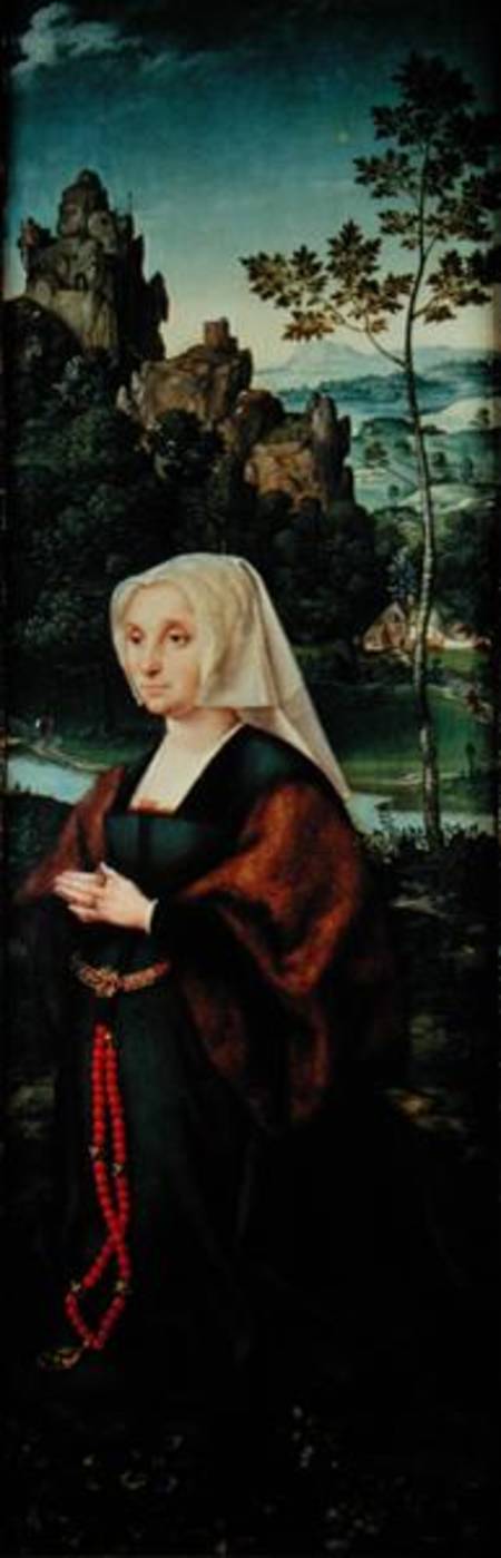 Wife of a donor kneeling by a river  (pair of 155176) à Joos van Cleve (alias van der Breke)
