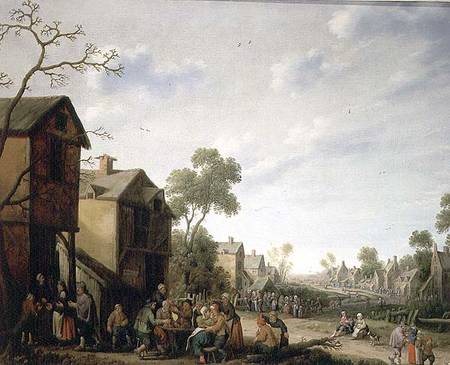 A Village Street Scene à Joost Cornelisz Droochsloot