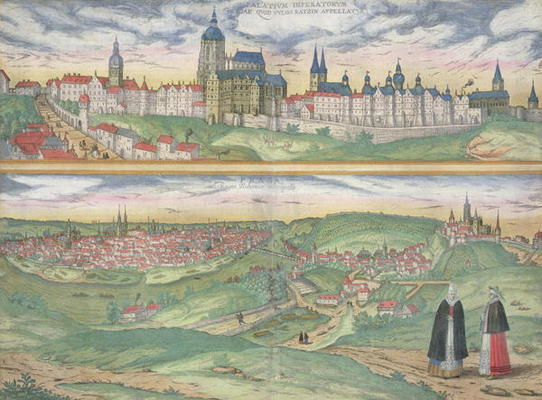 Map of Prague, from 'Civitates Orbis Terrarum' by Georg Braun (1541-1622) and Frans Hogenberg (1535- à Joris Hoefnagel