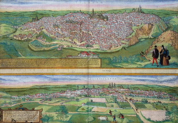 Map of Toledo and Valladolid, from 'Civitates Orbis Terrarum' by Georg Braun (1541-1622) and Frans H à Joris Hoefnagel