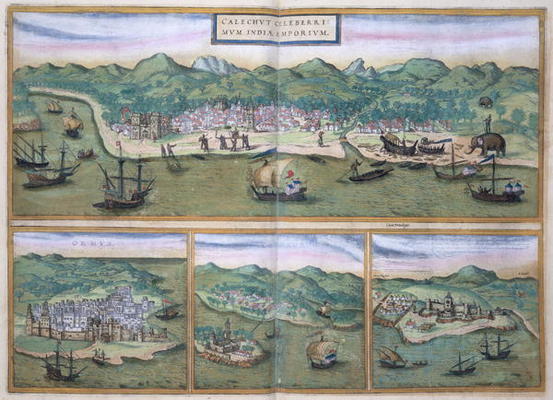 Map of Calcutta, from 'Civitates Orbis Terrarum' by Georg Braun (1541-1622) and Frans Hogenberg (153 à Joris Hoefnagel
