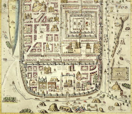 Map of Jerusalem and the surrounding area, from 'Civitates Orbis Terrarum' by Georg Braum (1541-1622 à Joris Hoefnagel
