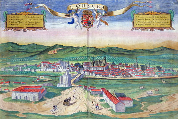 Map of Cordoba, from 'Civitates Orbis Terrarum' by Georg Braun (1541-1622) and Frans Hogenberg (1535 à Joris Hoefnagel