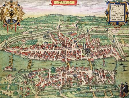 Map of Zurich, from 'Civitates Orbis Terrarum' by Georg Braun (1541-1622) and Frans Hogenberg (1535-