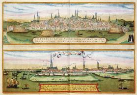 Map of Lubeck and Hamburg, from 'Civitates Orbis Terrarum' by Georg Braun (1541-1622) and Frans Hoge