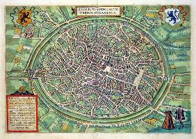 Town Plan of Bruges, from 'Civitates Orbis Terrarum' by Georg Braun (1541-1622) and Frans Hogenburg