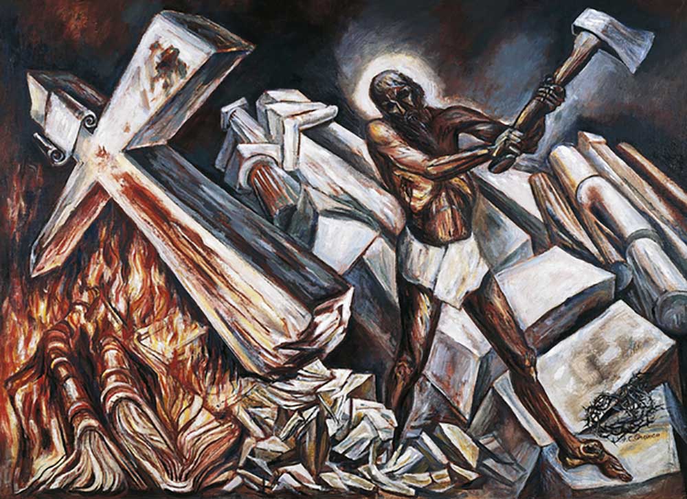 Christ destroys his cross, 1943, by Jose Clemente Orozco (1883-1949), painting, 94x130 cm. Mexico, 2 à José Clemente Orozco