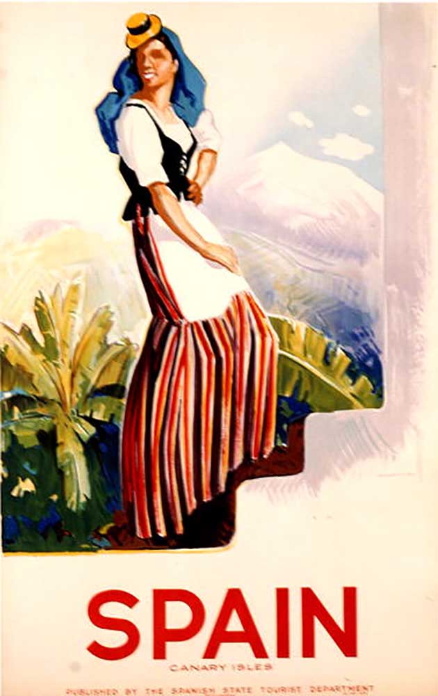 Poster promoting the Canary Islands, published by the Spanish State Tourist Department, 1930 à Jose Morell