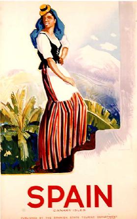 Poster promoting the Canary Islands, published by the Spanish State Tourist Department, 1930