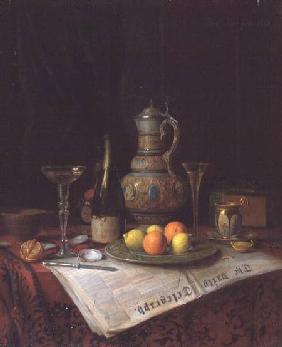 Still Life with a bottle of Champagne