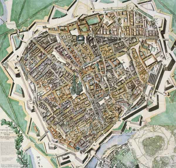 Vienna , Map à Josef Daniel von Huber