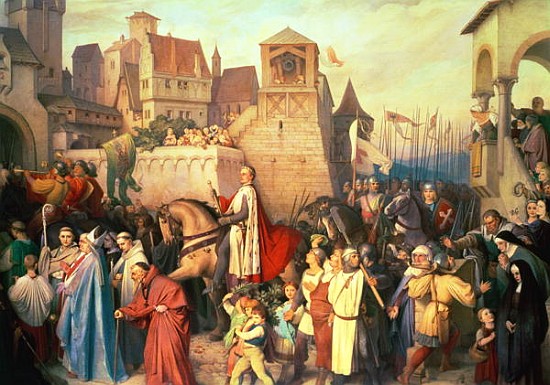 Duke Leopold the Glorious (1176-1230) enters Vienna on his return from the Crusades à Josef Mathias Trenkwald