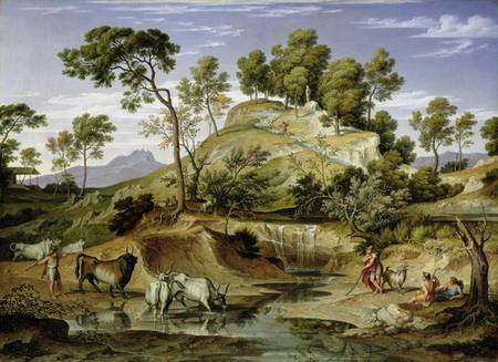 Landscape with Shepherds and Cows and at the Spring à Joseph Anton Koch