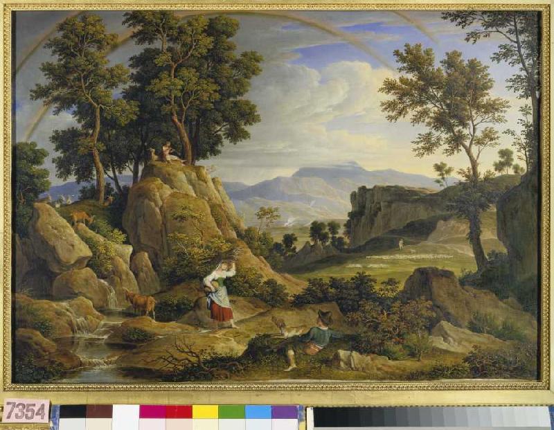 Paysage de Olevano avec arc-en-ciel à Joseph Anton Koch