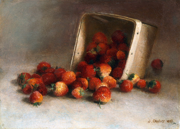 Ein Korb mit Erdbeeren à Joseph Decker