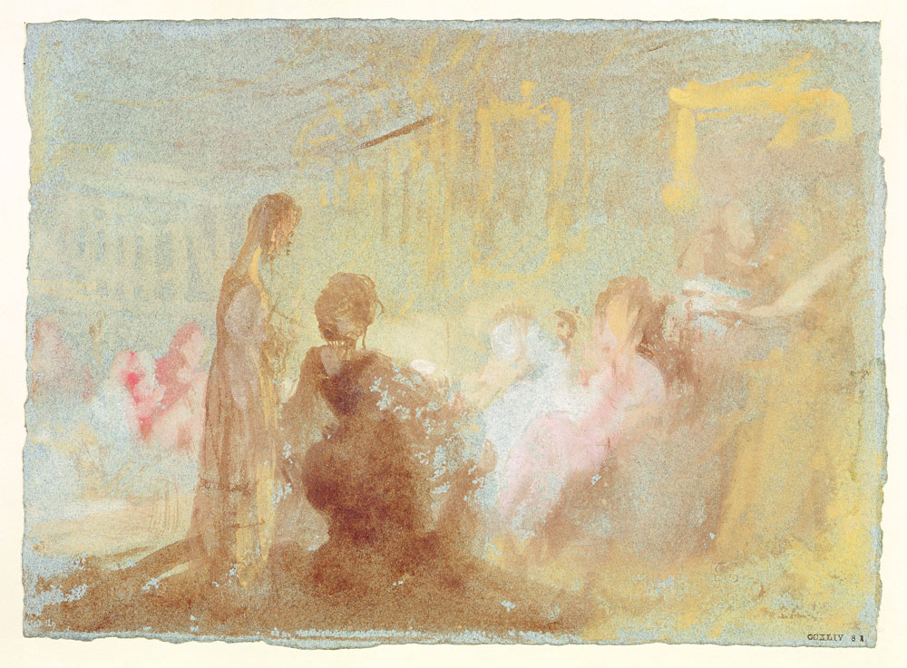 Interior at Petworth House with people in conversation à William Turner