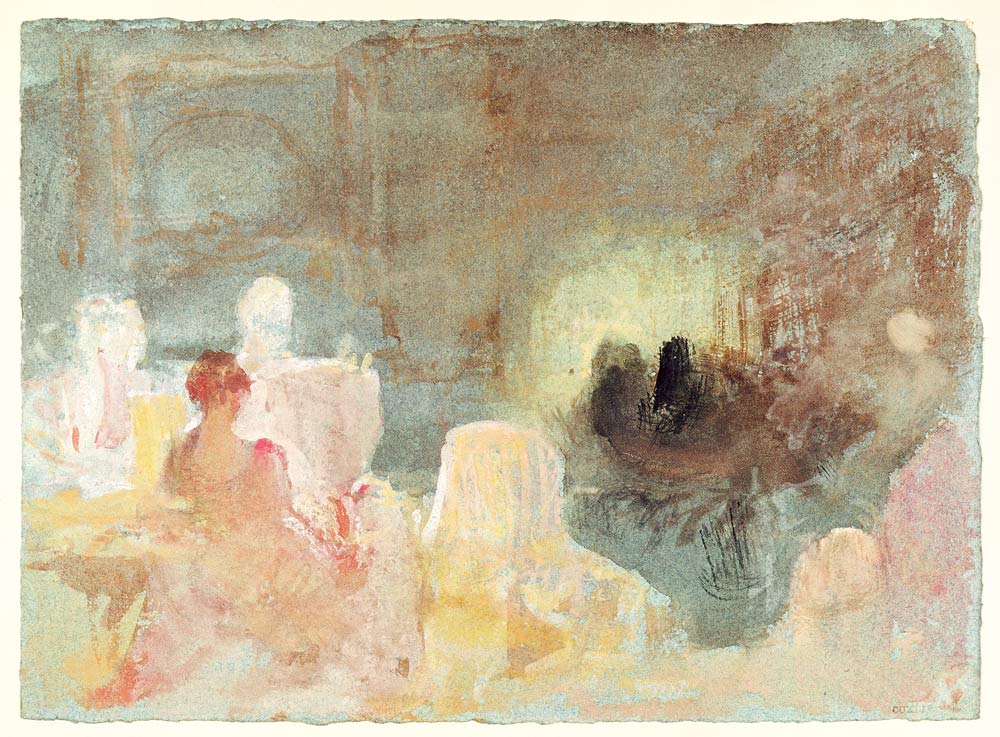 Interior at Petworth with a seated woman à William Turner