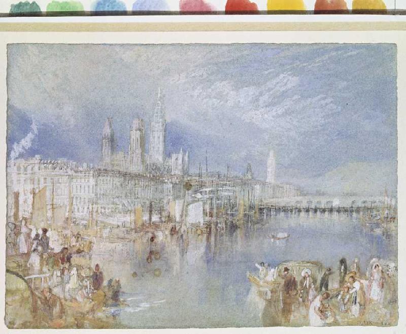 vue sur Rouen, dans le sens du fleuve à William Turner